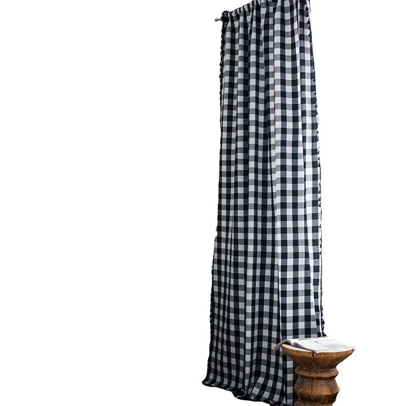 Black & White Plaid Cotton Linen Curtain