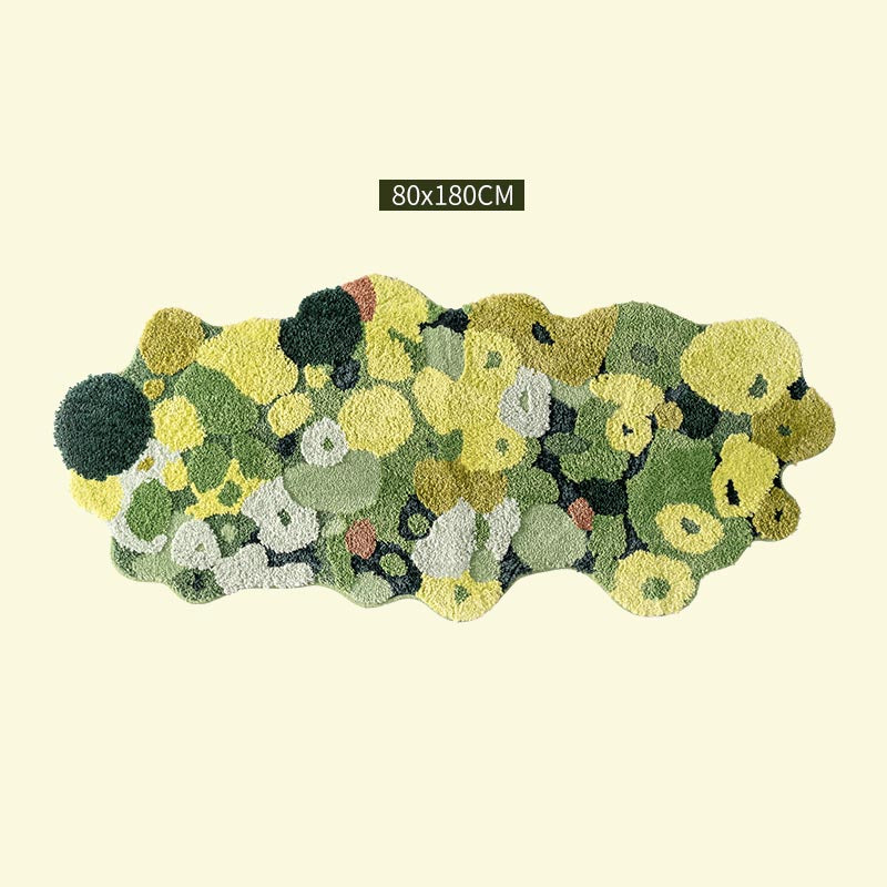 Feblilac 3D Magic Flower Garden Area Rug, 80cmX180cm, Multiple Sized Green Moss Non Slip Bedroom Rug, Floral Living Room Rugs, Green Anti Slip Area Mats, Soft Thick Bedroom Carpet, Art Mats, Best Rugs, Hot Shower Mat Non Slip