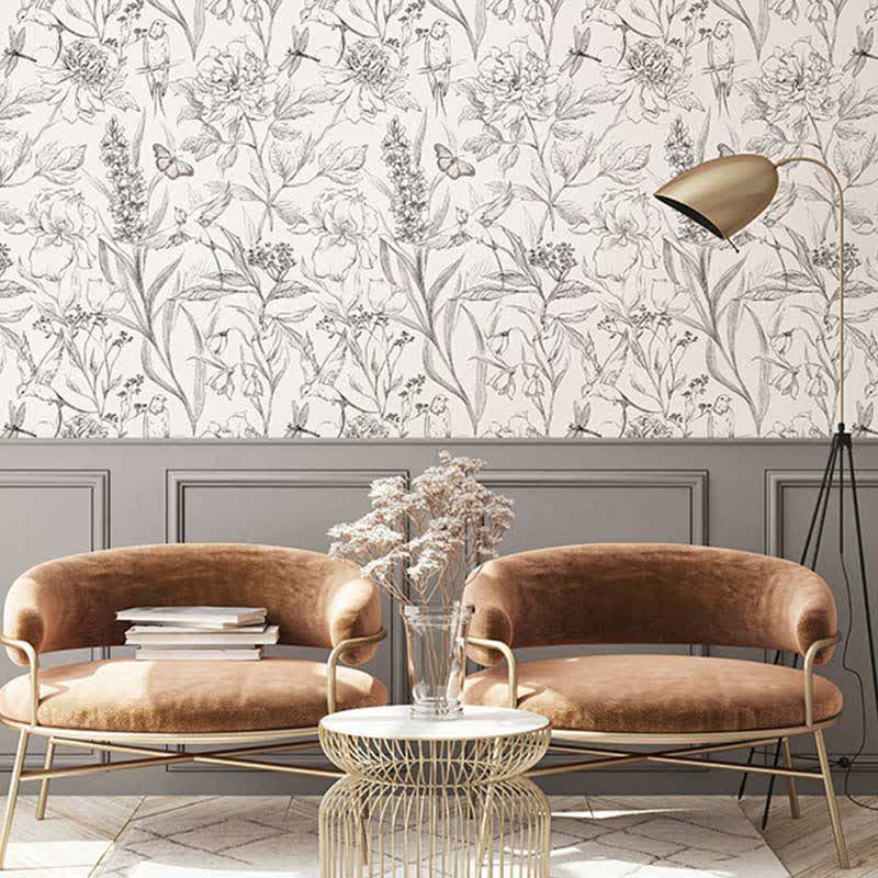 Bird Flower Waterproof Peel & Stick Wallpaper (1 roll)