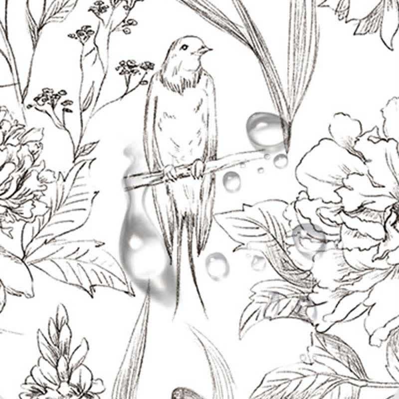 Bird Flower Waterproof Peel & Stick Wallpaper (1 roll)