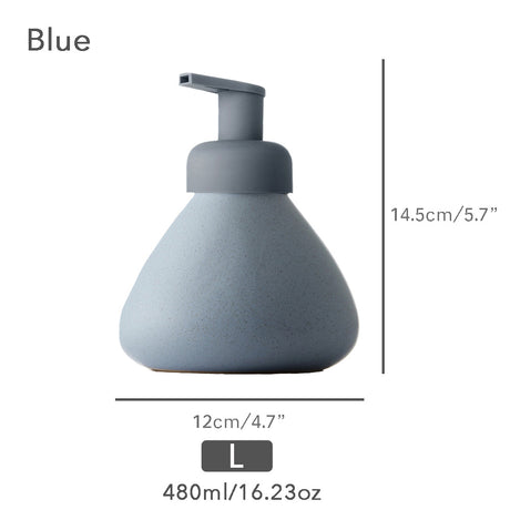 Mint Ceramic Soap Dispenser, Foaming Pump Bathroom Bottle, Simple Design, Refillable Reusable Lotion Pump for Bathroom Kitchen, 480ml/16.28oz