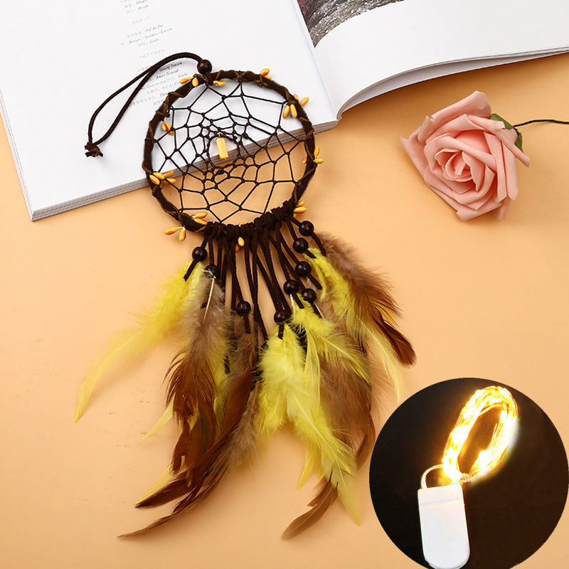 Cute Yellow Feather Dream Catcher