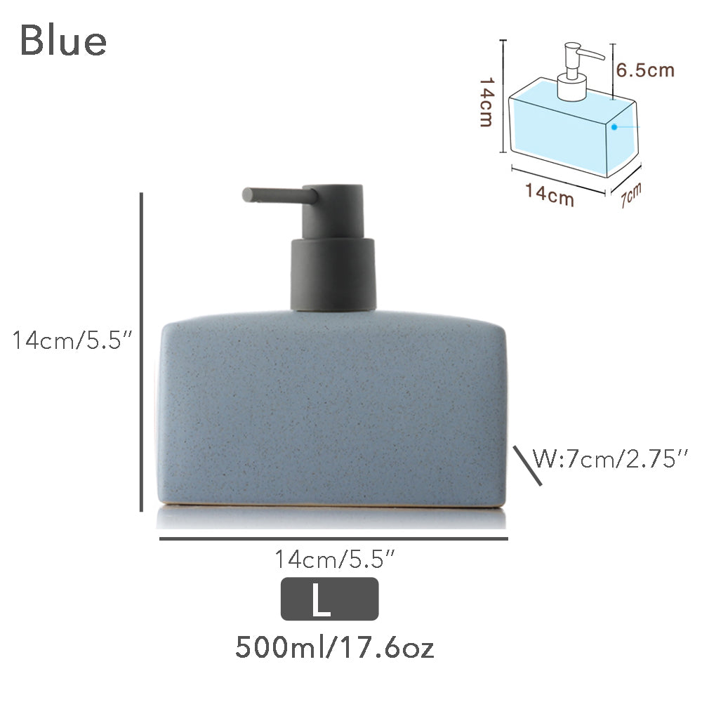 Black Ceramic Soap Dispenser, Liquid Bathroom Bottle, Simple Design, Refillable Reusable Lotion Pump for Bathroom Kitchen, 500ml/17.6oz