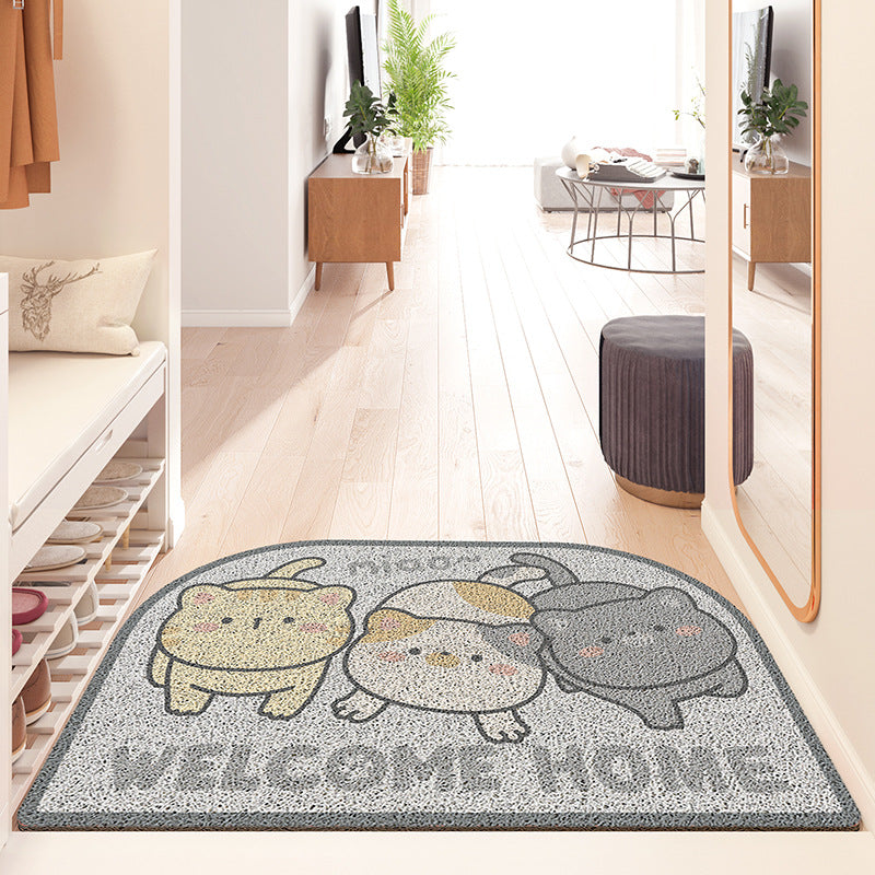 Feblilac Cute Big Head Cats PVC Coil Door Mat