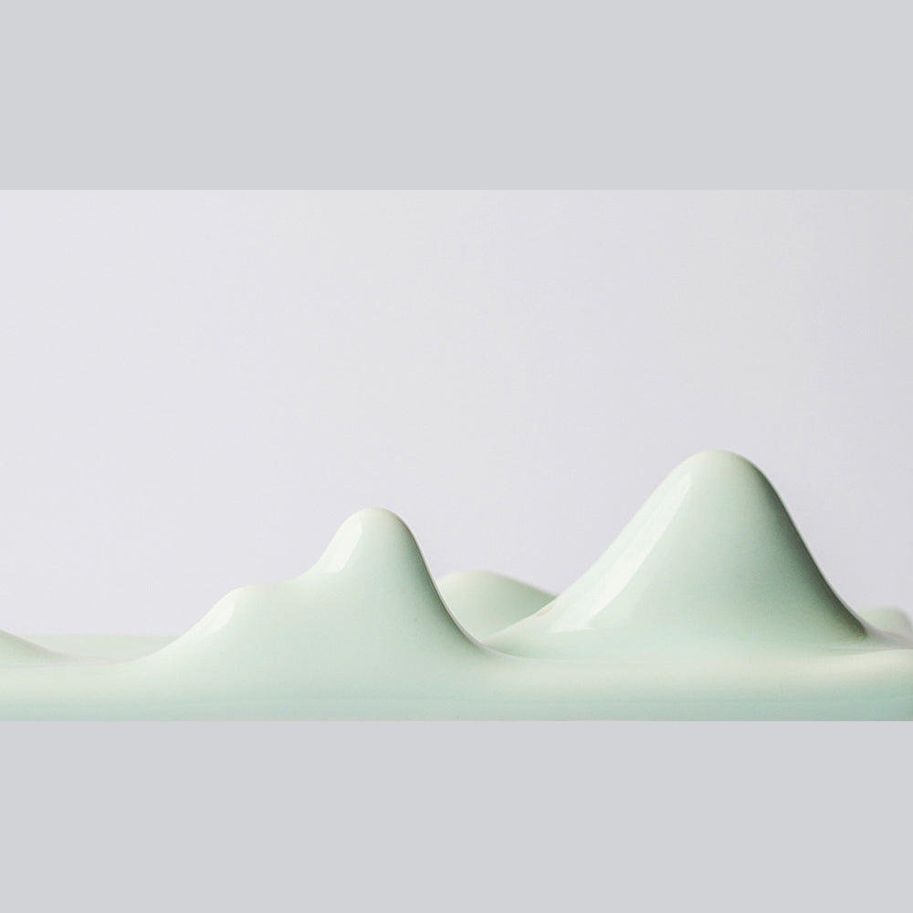 Ceramic Incense Burner, Incense Holder, Art landscape Design, Aromatherapy, Yoga Incense Burner, Incense seat, White, Cyan