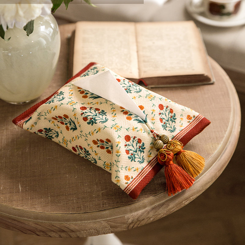 Mode Garden Retro Festival Red Light Luxury Car Tissue Box Living Room Bedroom Tissue Cover Tissue Bag Fabric Cover