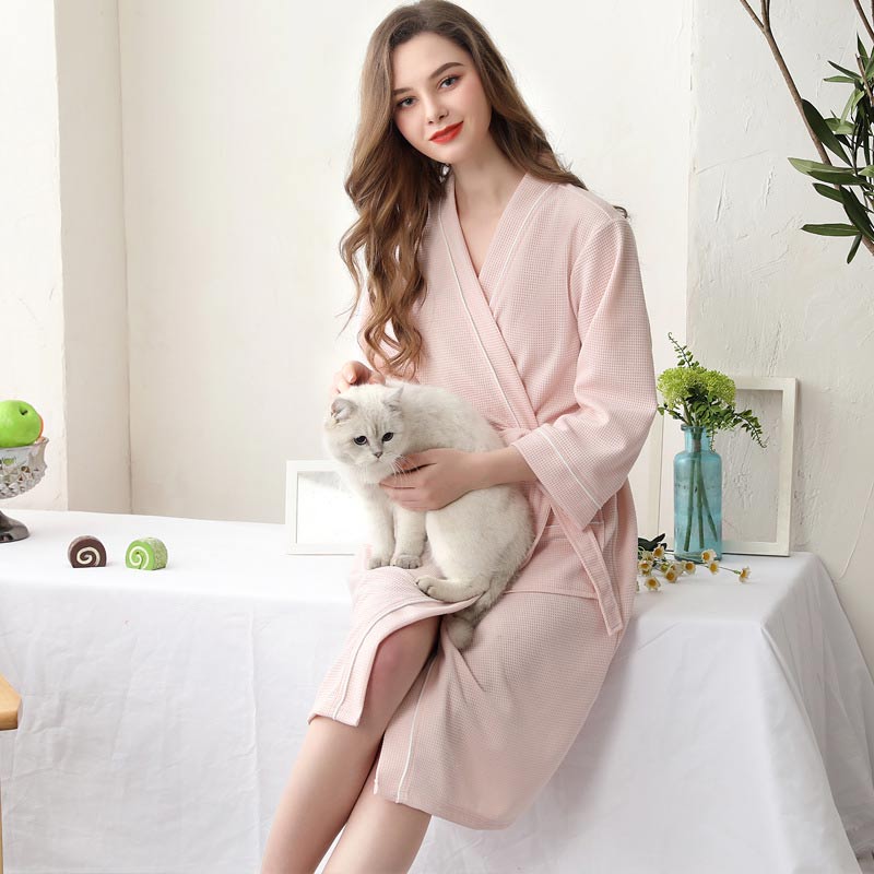 3/4 Sleeve Waffle Weave Pajama Bathrobe