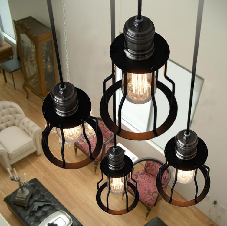 6 Head Industrial Wire Cage Chandelier / Pendant Lights