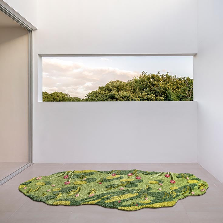 Feblilac 3D Magic Flower Garden Area Rug, 80cmX200cm, Multiple Sized Green Moss Non Slip Bedroom Rug, Floral Living Room Rugs, Green Anti Slip Area Mats, Soft Thick Bedroom Carpet, Art Mats, Best Rugs, Hot Shower Mat Non Slip