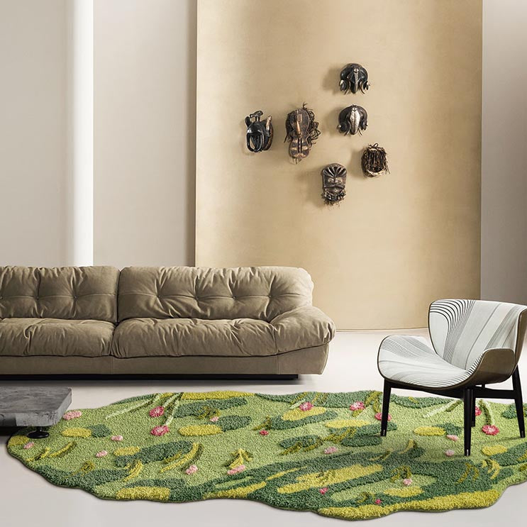 Feblilac 3D Magic Flower Garden Area Rug, 80cmX200cm, Multiple Sized Green Moss Non Slip Bedroom Rug, Floral Living Room Rugs, Green Anti Slip Area Mats, Soft Thick Bedroom Carpet, Art Mats, Best Rugs, Hot Shower Mat Non Slip