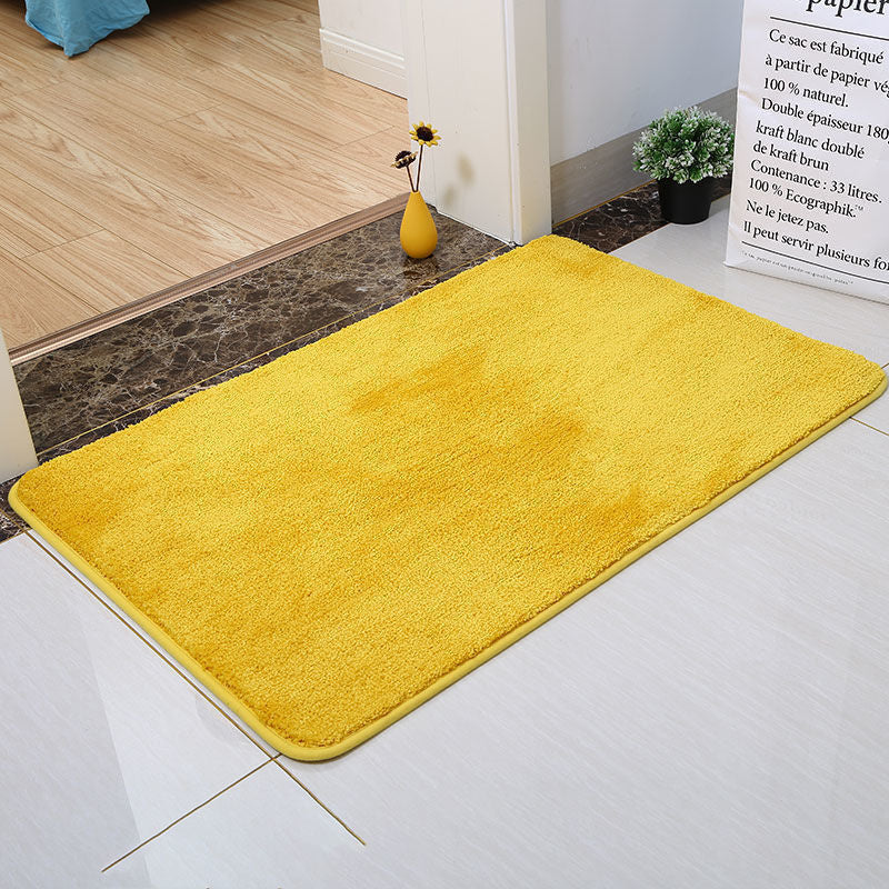 Feblilac Soft Yellow and Green Leaves Bathroom Rug, 23.6x35.4