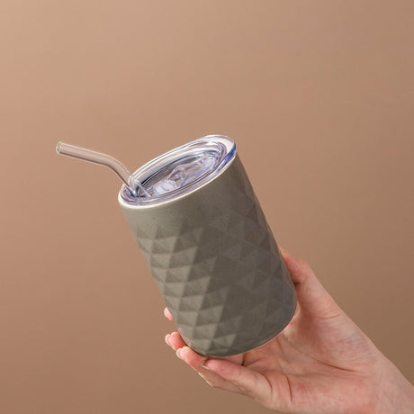 Ceramic Mug with Straw | Solid Color