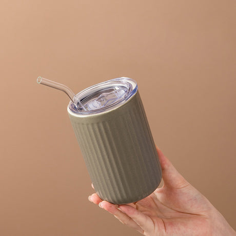 Ceramic Mug with Straw | Solid Color