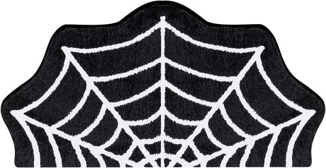 Feblilac Spider Web Rugs, Halloween Rug 20"x 32" Gothic Home Decor Small Rug, Bathroom Goth Rug, Suitable forBathroom, Bedroom, Living Room, Front Door, Holiday Door Mat