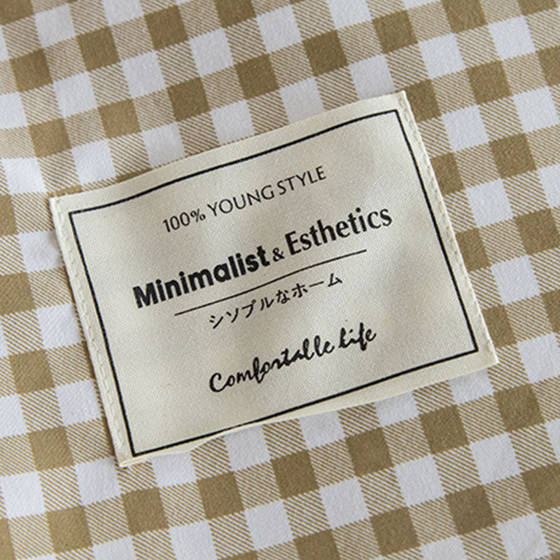 Beige Plaid Quilt Cover Bedsheet & 2*Pillowcases (4PCS)