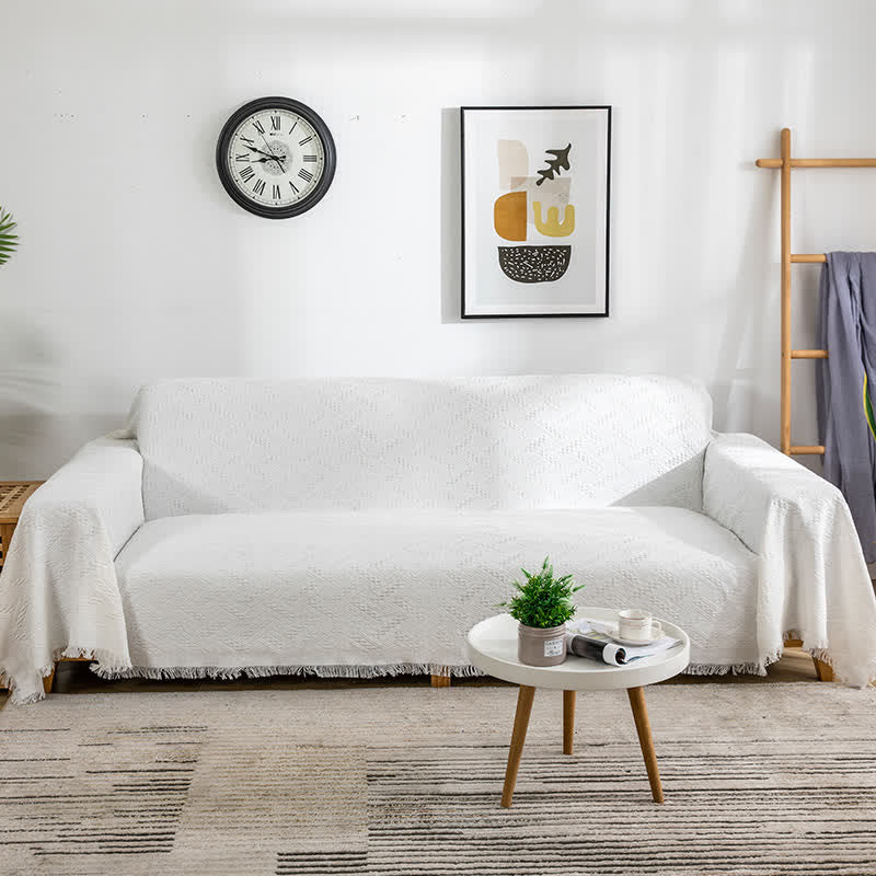 "T" Textural Tassel Solid Color Blanket