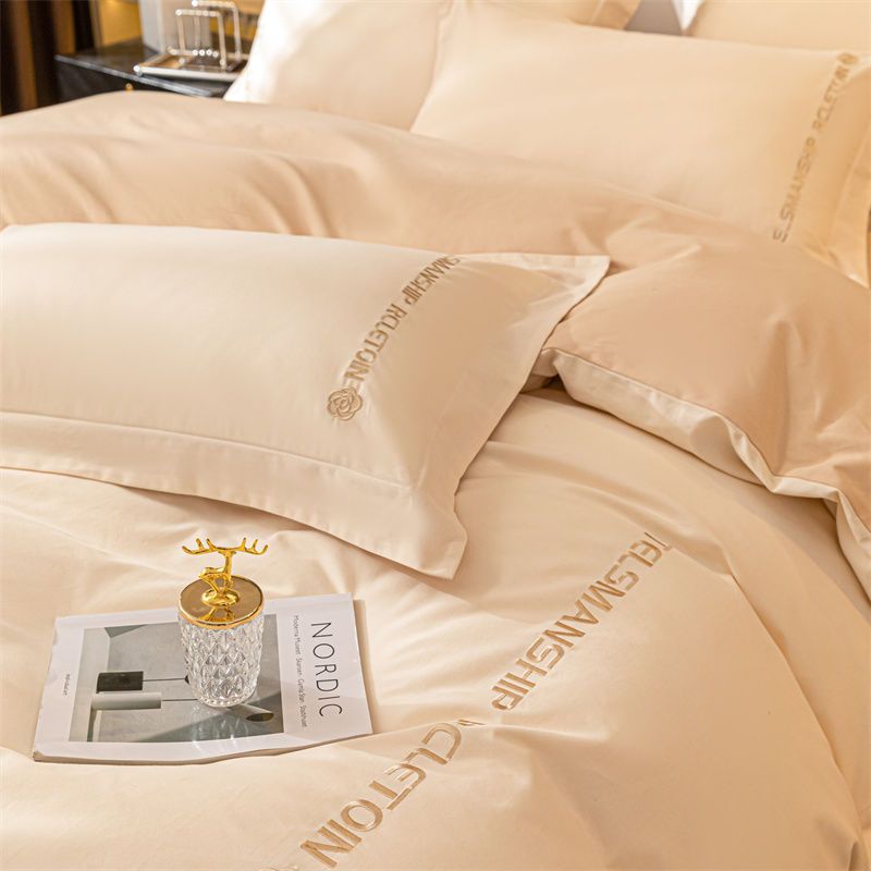 100% Poly Embroidery 120s Sueding Duvet Cover Bedding Set