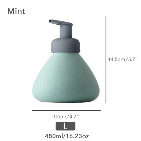 Mint Ceramic Soap Dispenser, Foaming Pump Bathroom Bottle, Simple Design, Refillable Reusable Lotion Pump for Bathroom Kitchen, 480ml/16.28oz