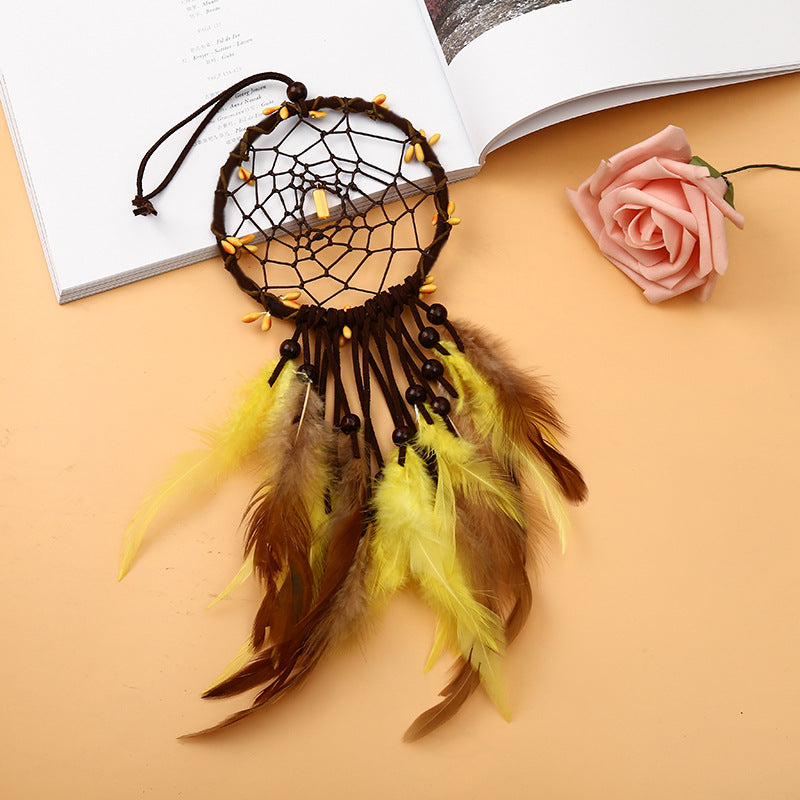 Cute Yellow Feather Dream Catcher