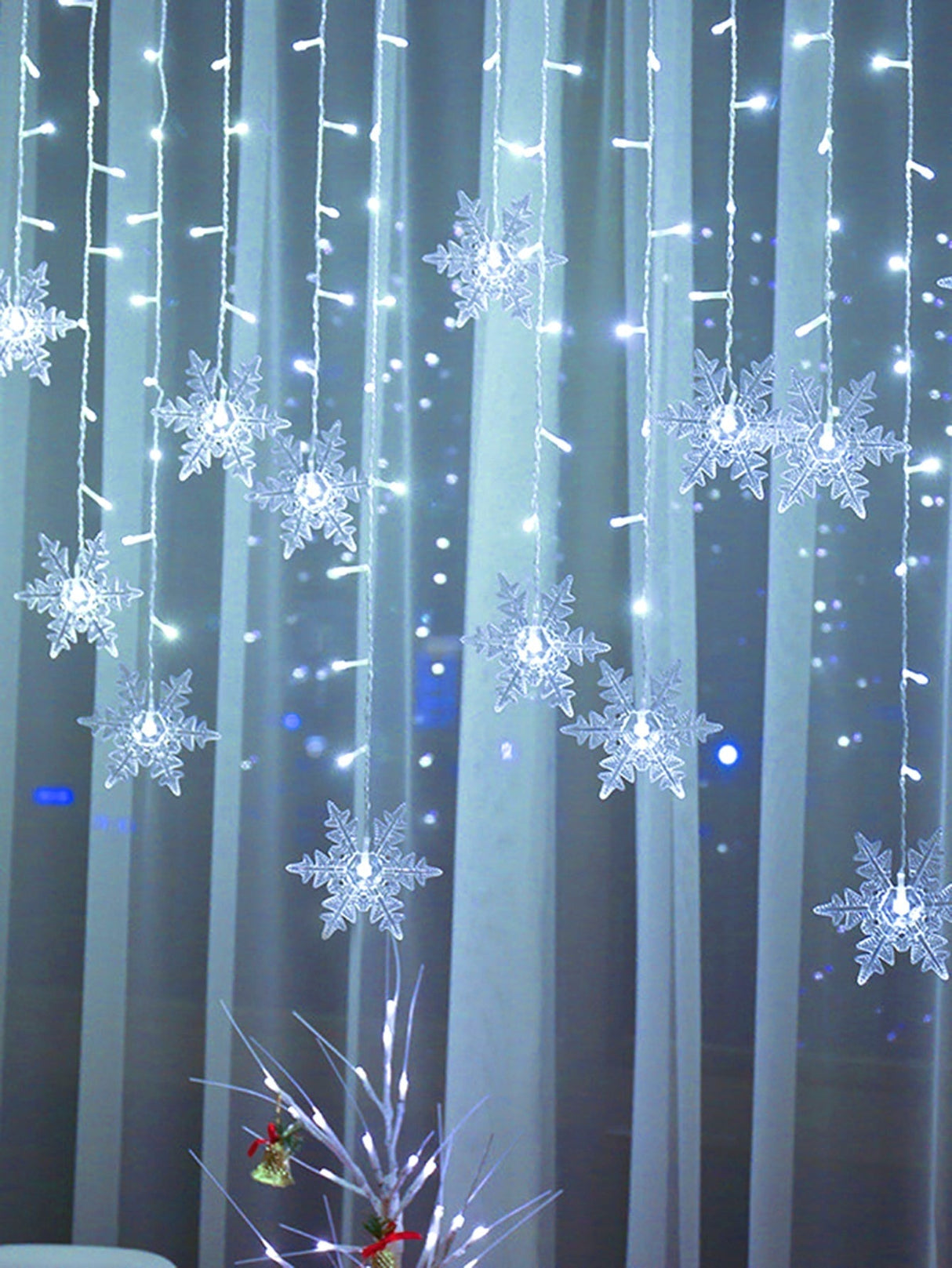 Christmas Snowflake Curtain String Light 2pcs - Lighting & Lamp