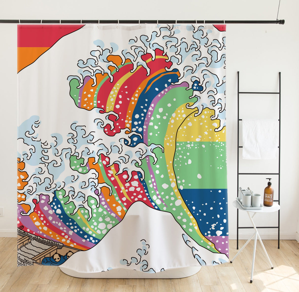 Rainbow Waves Shower Curtain