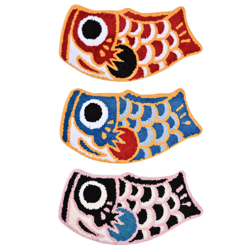 Feblilac Red Koi Fish Bath Mat, 17.7"x33.4" Animal Non Slip Bathmat, Cute Bathroom Rugs, Anti Slip Toilet Mat, Soft Thick Bathroom Carpet, Art Bathroom Mats, Best Bath Rugs, Hot Shower Mat Non Slip, Toilet Rug
