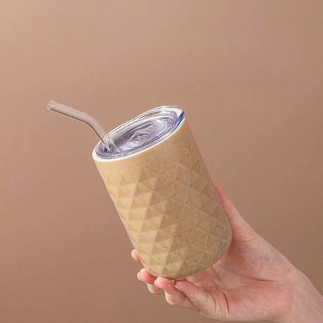 Ceramic Mug with Straw | Solid Color