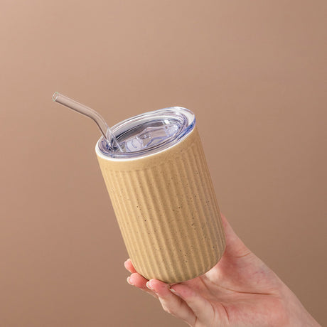 Ceramic Mug with Straw | Solid Color