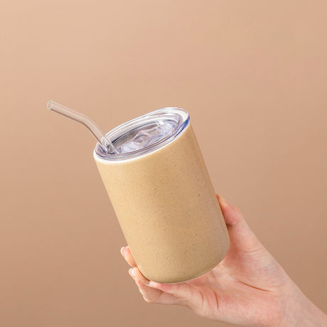 Ceramic Mug with Straw | Solid Color