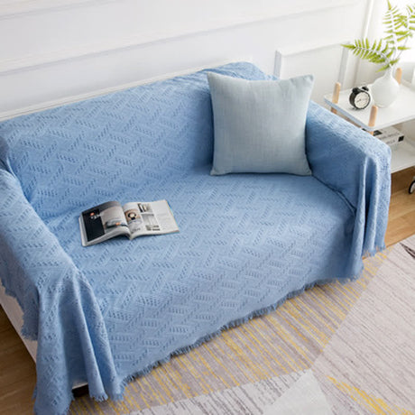 "T" Textural Tassel Solid Color Blanket