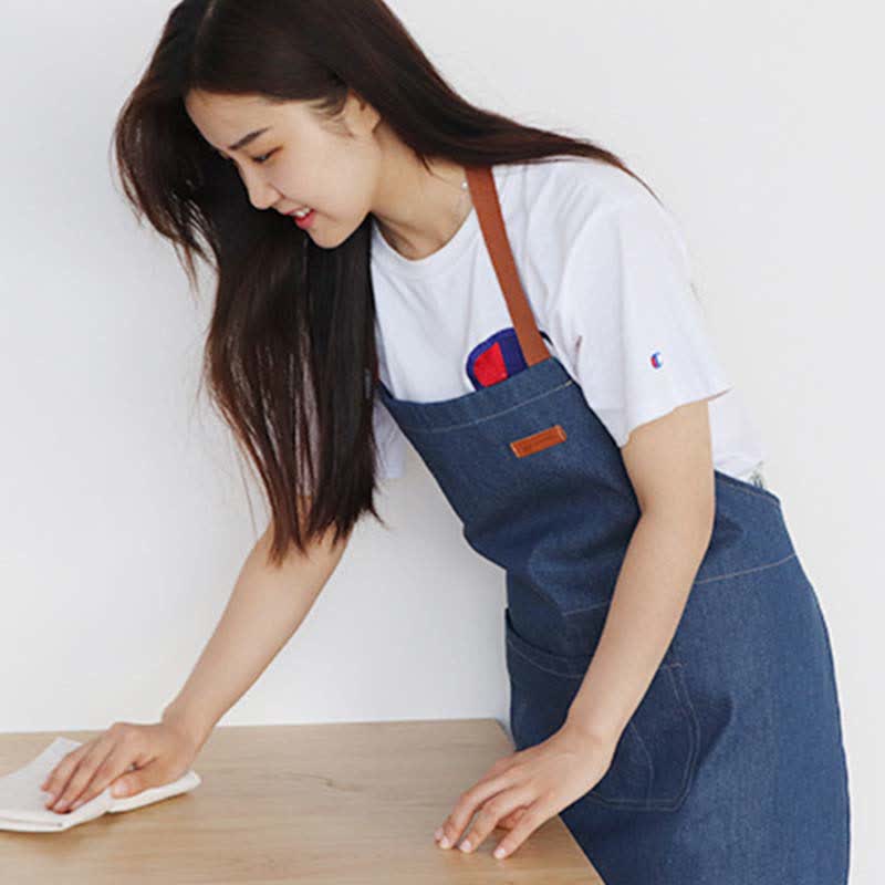 Adjustable Denim Apron with Pocket