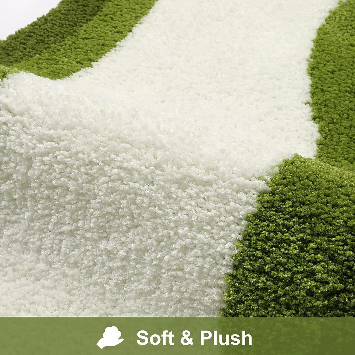 Green Gradient Bath Mats, Rug for Bathroom, Cute Non-Slip Irregular Shape Carpet for Shower Room
