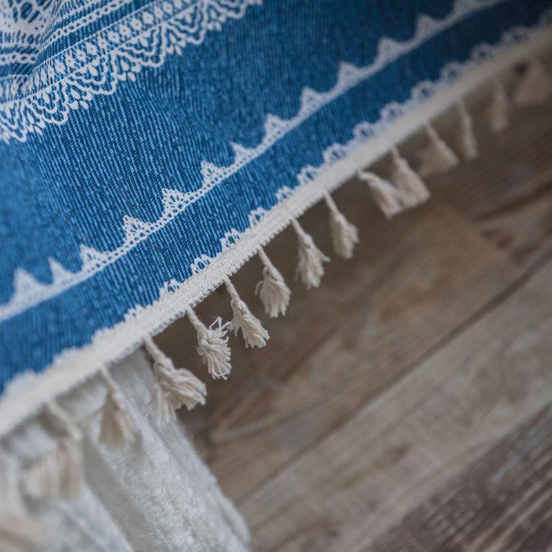 Blue Denim Texture Light Filtering Curtain