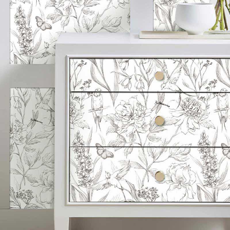 Bird Flower Waterproof Peel & Stick Wallpaper (1 roll)