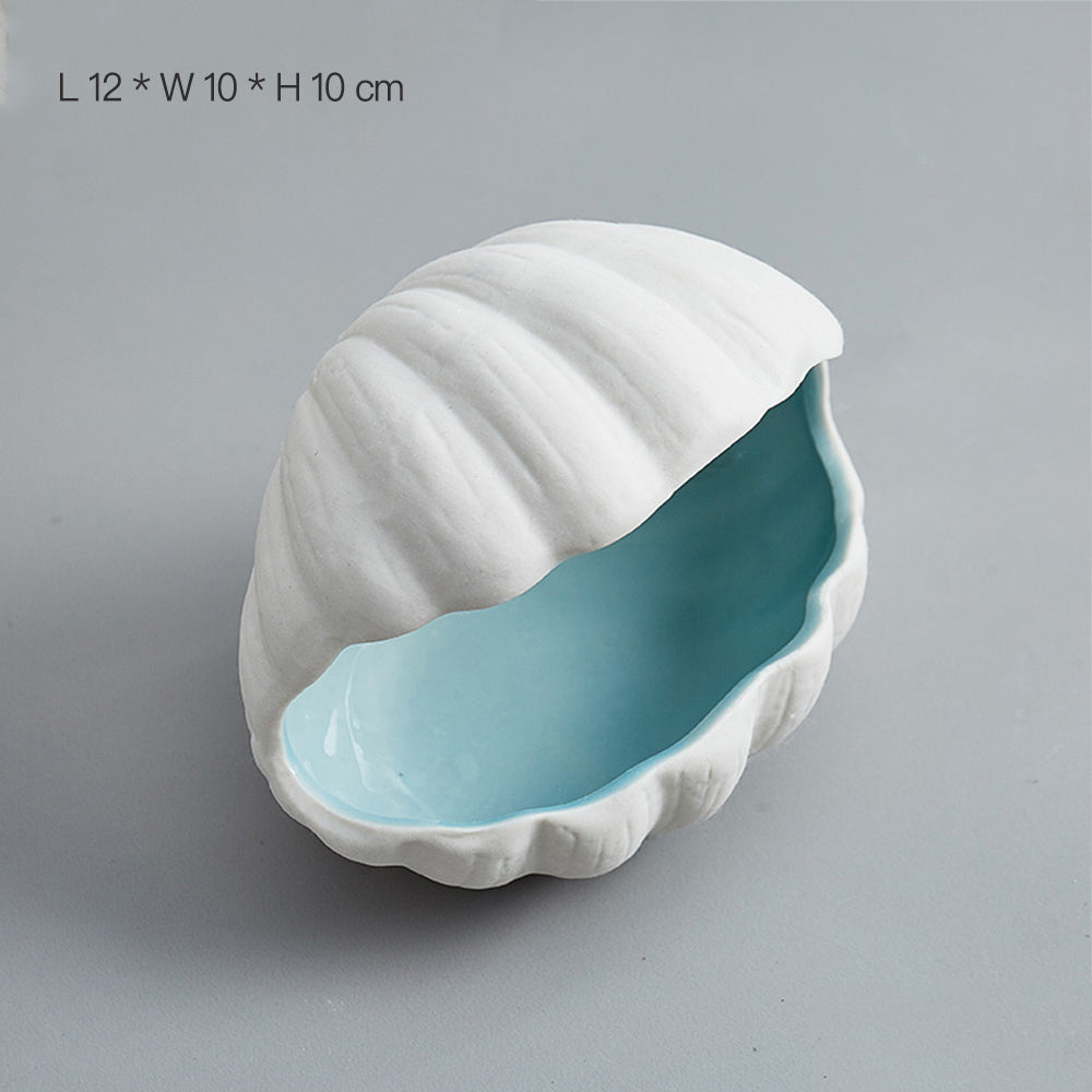 Ceramic Tray, Ocean, Shell Decorative Tray, Jewelry Dish, Display Tray, Handmade Entryway Trays, Key Jewelry Fruits Holders, Blue