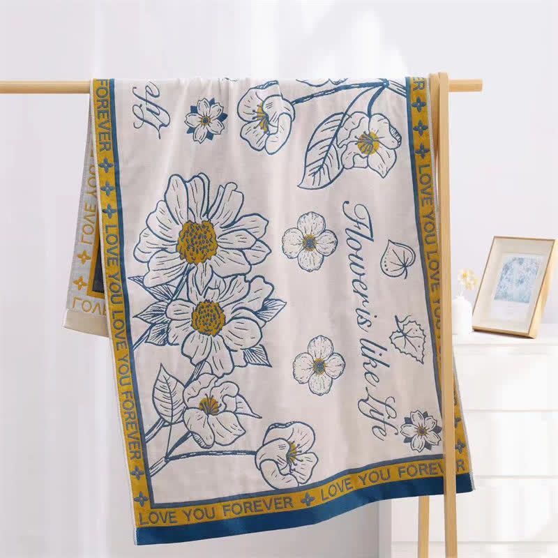 "FLOWER IS LIKE LIFE" Cotton Bath Towel