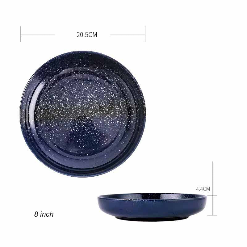 Japanese Deep Round Ceramic Dish Plate, Restaurant Home Salad Dish Plate, Kitchen Creative Cutlery Soup Plate