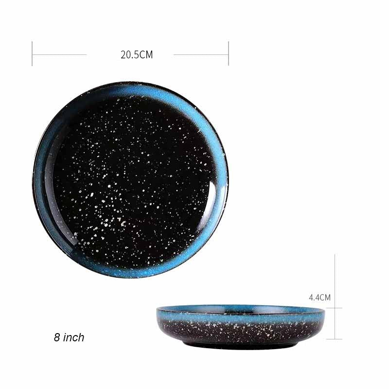 Japanese Deep Round Ceramic Dish Plate, Restaurant Home Salad Dish Plate, Kitchen Creative Cutlery Soup Plate