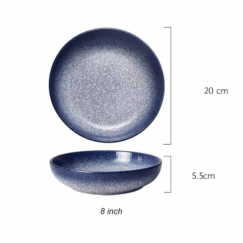 Japanese Deep Round Ceramic Dish Plate, Restaurant Home Salad Dish Plate, Kitchen Creative Cutlery Soup Plate