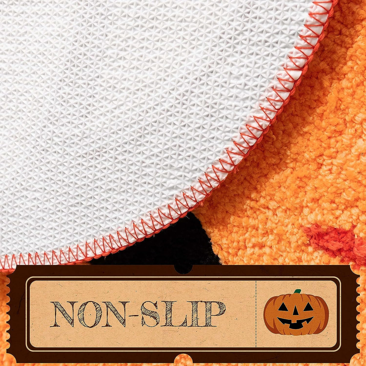 Feblilac Halloween Bathroom Decor Fall Pumpkin Bathroom Rugs Non Slip Funny Cute Bath Mats for Bathroom Shower Tub Microfiber Washable Absorbent Carpet Autumn Home Decoration, Orange