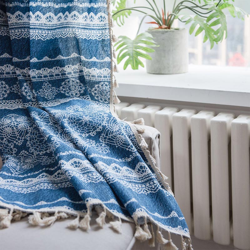 Blue Denim Texture Light Filtering Curtain