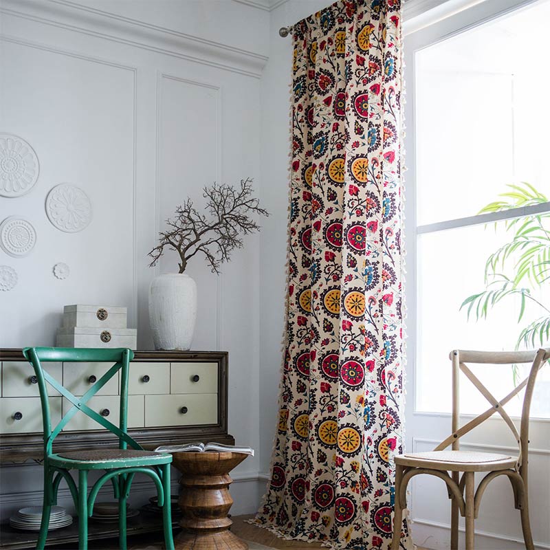 Bohemian Countryside Style Flower Curtain