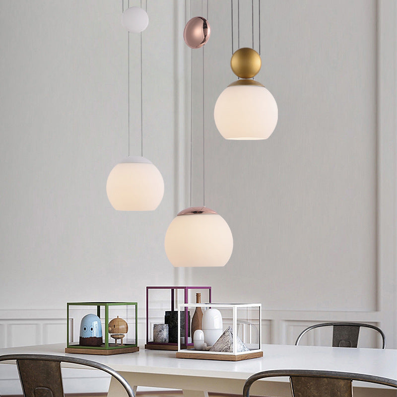 Adjustable Pulley Hemisphere Glass Pendant