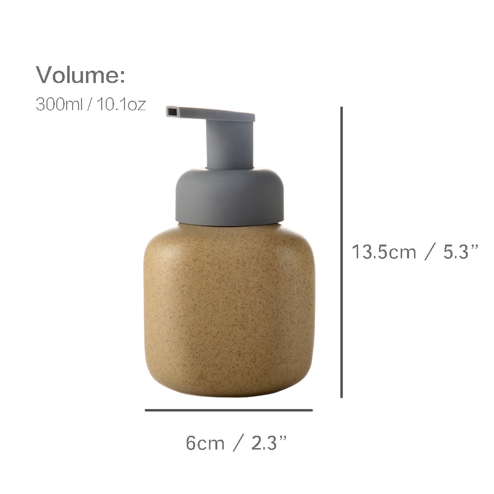 Ceramic Soap Dispenser, Foaming Pump Bathroom Bottle, Simple Design, Refillable Reusable Lotion Pump for Bathroom Kitchen, 300ml/10.1oz