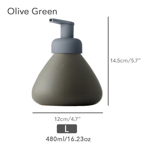 Mint Ceramic Soap Dispenser, Foaming Pump Bathroom Bottle, Simple Design, Refillable Reusable Lotion Pump for Bathroom Kitchen, 480ml/16.28oz