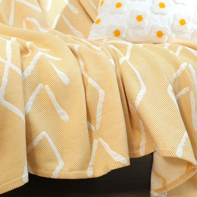 Arrow Pattern Yellow Cotton Reversible Blanket