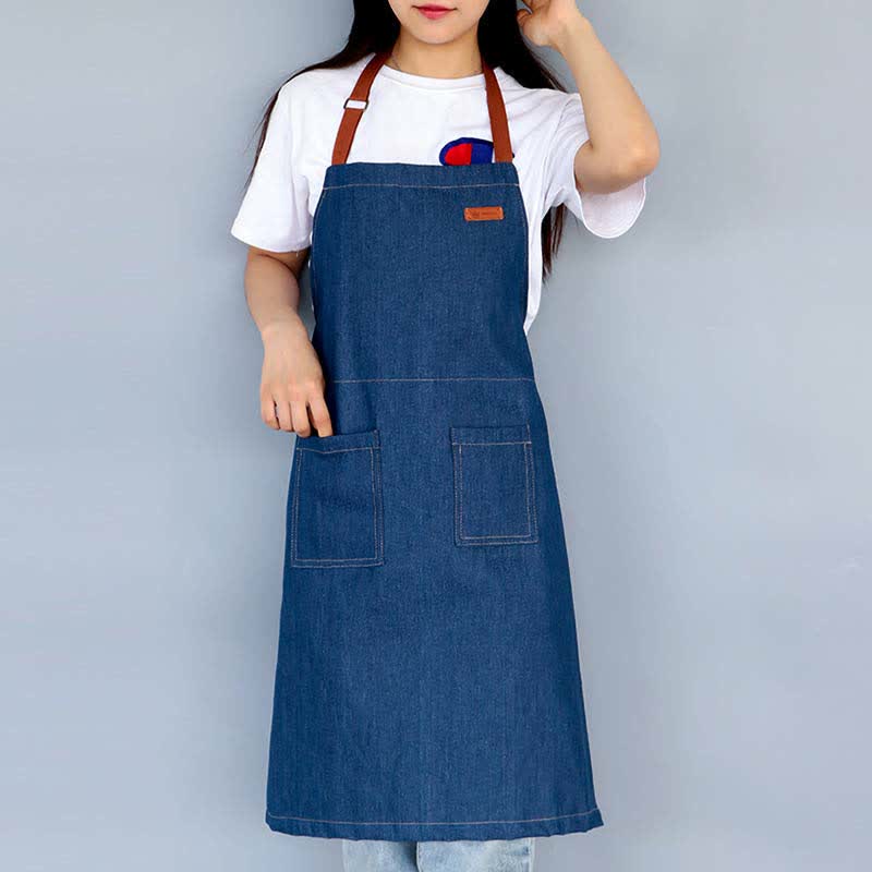 Adjustable Denim Apron with Pocket