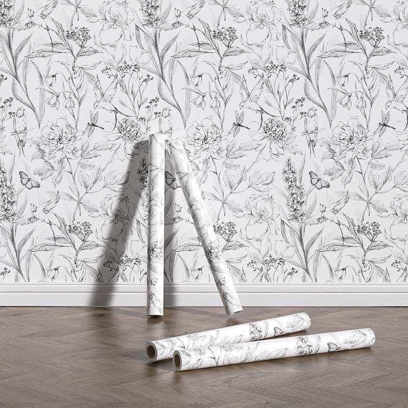 Bird Flower Waterproof Peel & Stick Wallpaper (1 roll)