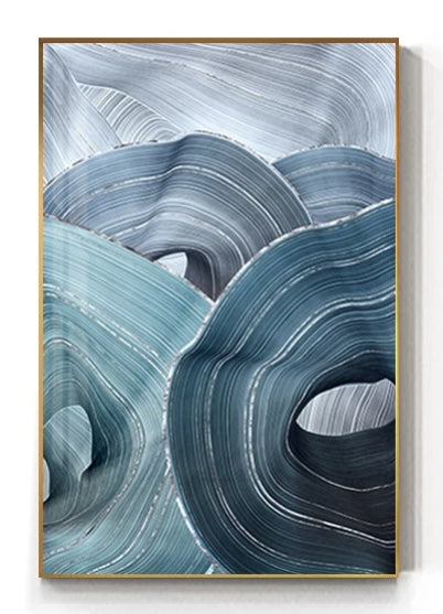 Modern Abstract Blue Gold Foil Canvas Art