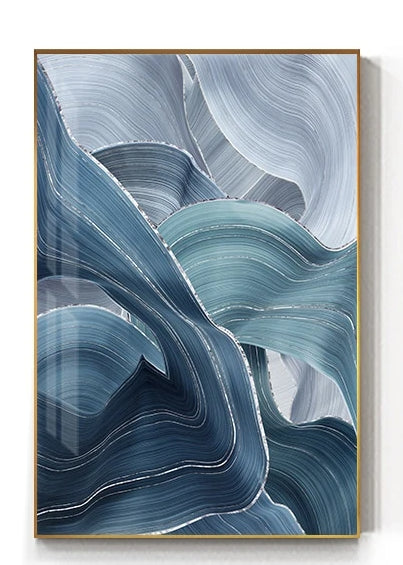 Modern Abstract Blue Gold Foil Canvas Art